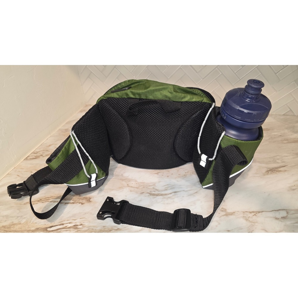 Outdoor Products Green Gray Water Bottle Hiking Fanny Pack Belt Bag - Picture 4 of 6